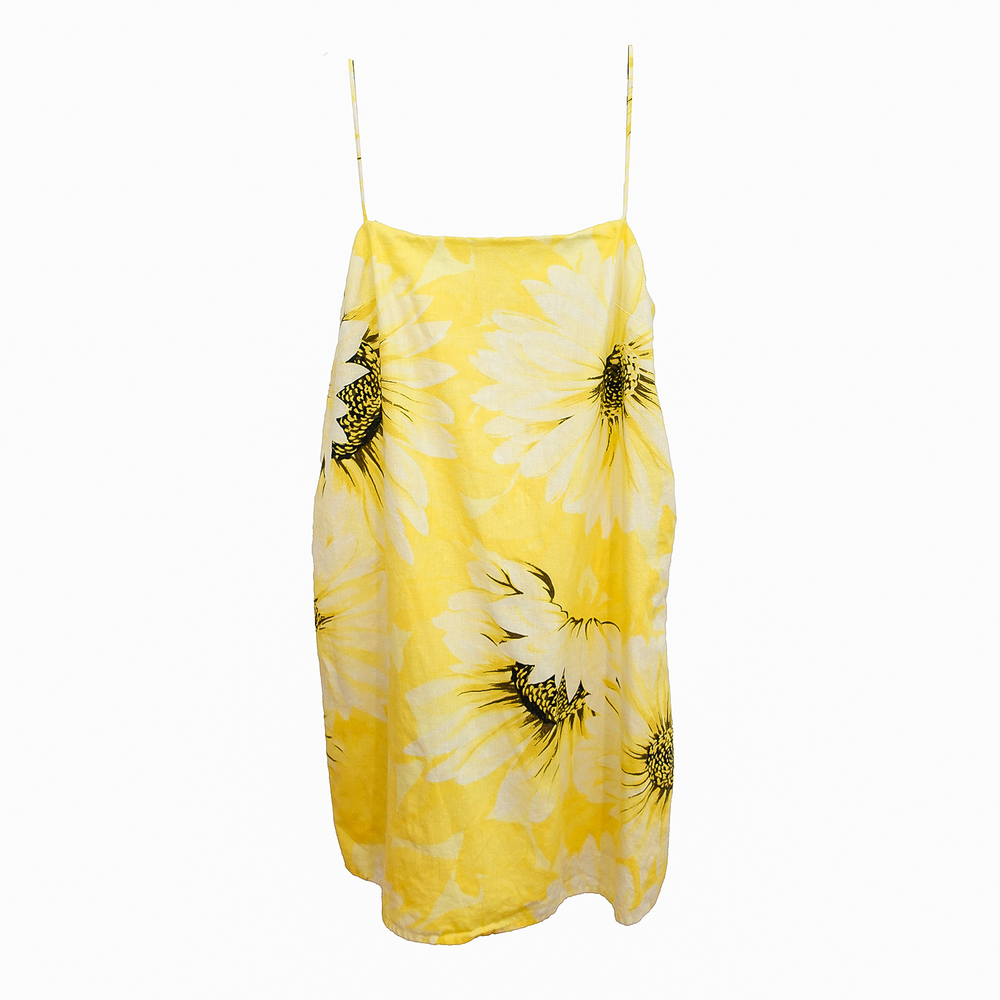 H&M Linen Blend Yellow Sunflower Mini Dress - S - Picture 7 of 8